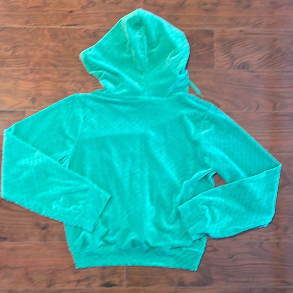 NWT Jolie & Joy Green Velour Embossed Full Zip Up Hoodie Sweater Jacket - Picture 6 of 10